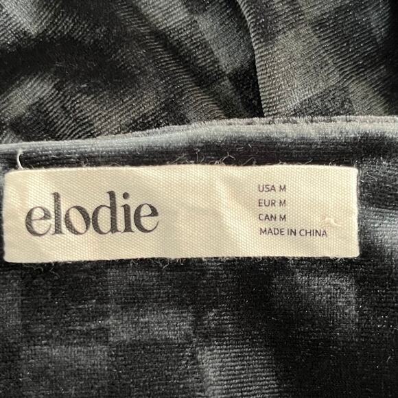 Elodie Dark Gray Pullover Velvet Checkered Spaghetti V-Neck Mini Dress Medium - Picture 3 of 13